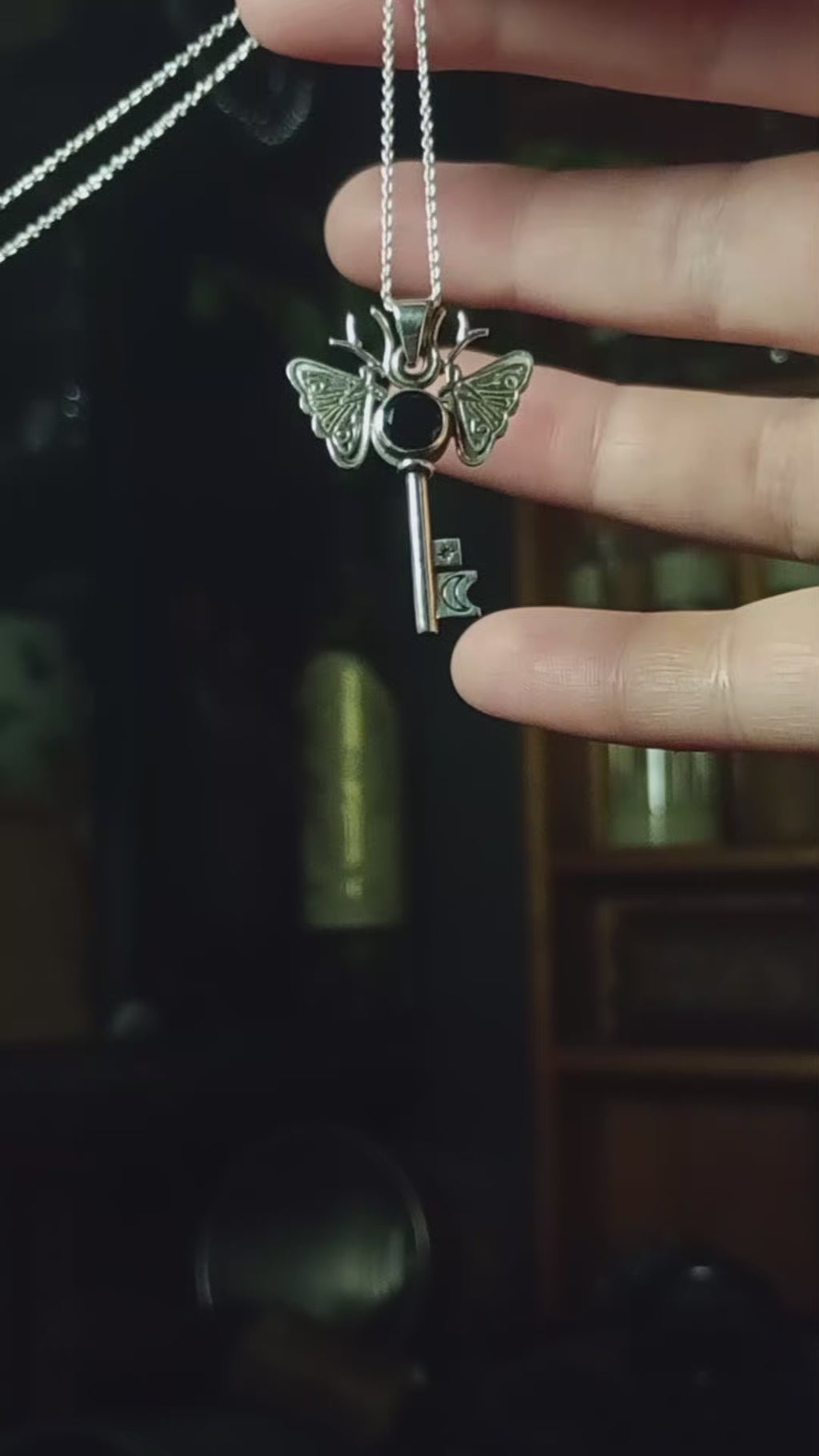 Onyx Moth Key Pendant