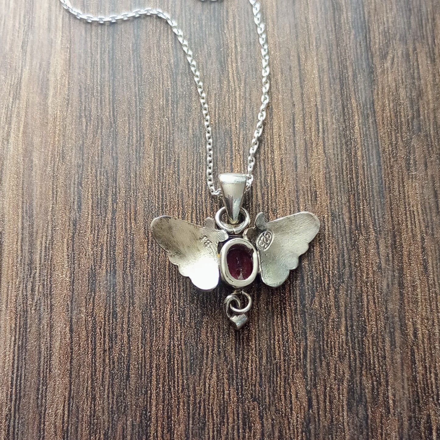 Garnet & CZ Moth Pendant